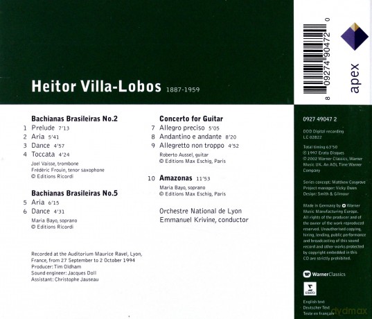 Emmanuel Krivine: Vill: Bachanias Brasilieras,Kon [CD]