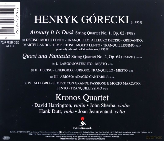 Kronos Quartet: Henryk Gorecki.: String Quartet No 1+2 [CD]