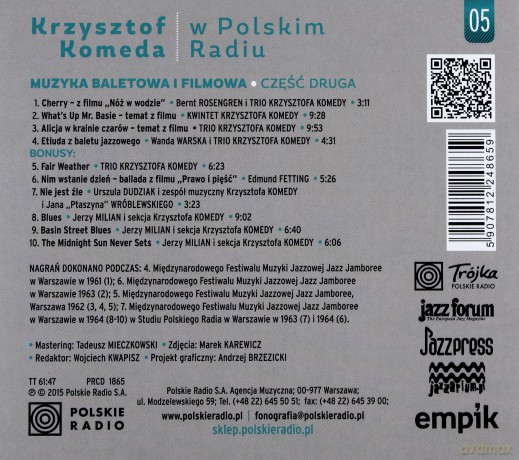 Krzysztof Komeda Trzciński: Krzysztof Komeda Trzciński w Polskim Radiu vol. 5 Muzyka filmowa i baletowa część druga [CD]