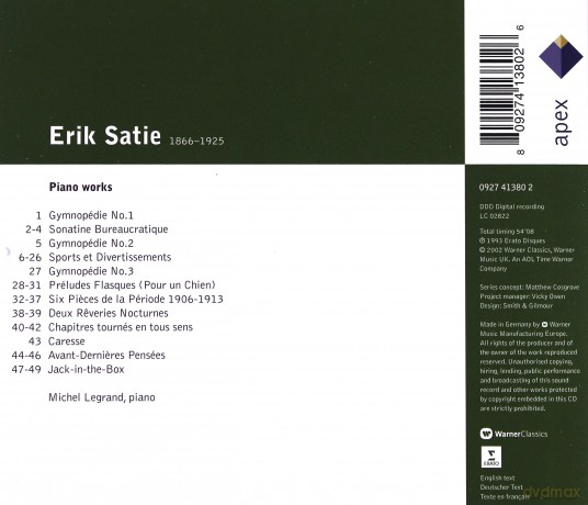 Michel Legrand: Satie: Piano Works [CD]