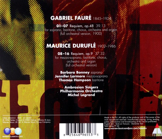 Michel Legrand/Barbara Bonney/Jennifer Larmore/Thomas Hampson: Faure Durufle: Requiems Op.48 & Op.9 [CD]