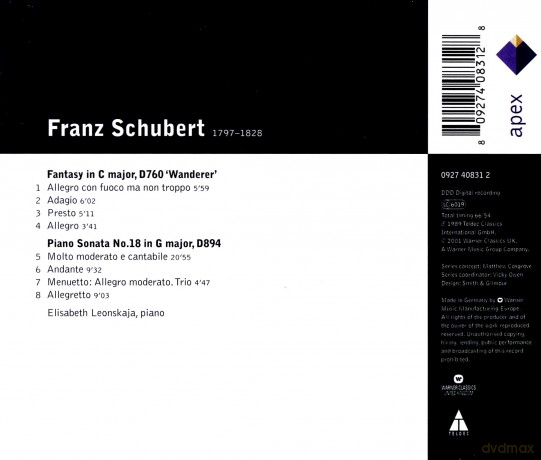 Elisabeth Leonskaja: Schubert: Fantasy Wanderer, Piano Sonata No. 18 [CD]
