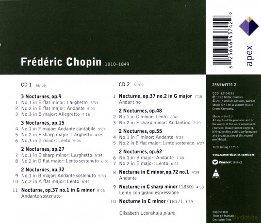 Elisabeth Leonskaja: Chopin: Samtliche Nocturnes [2CD]