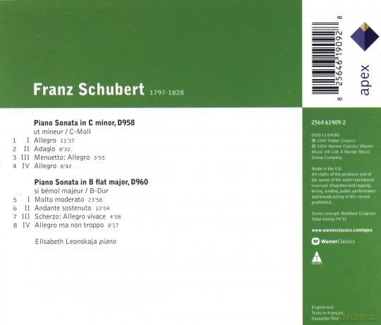 Elisabeth Leonskaja: Schubert: Klaviersonaten D958/D960 [CD]