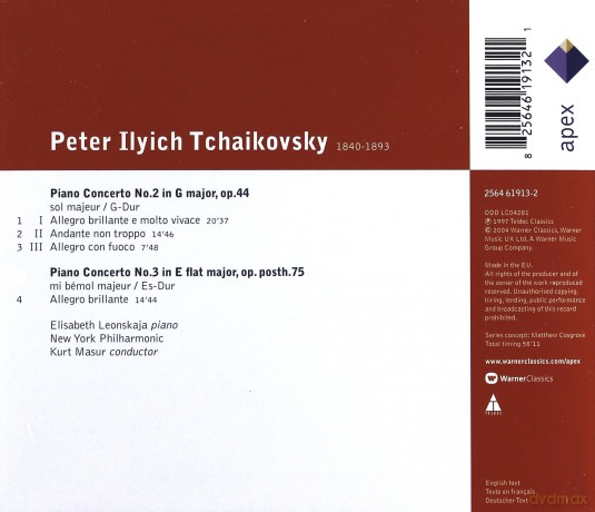Leonskaja/Kurt Masur/Nypo: Tchaikovsky: Klavierkonzerte2+3 [CD]