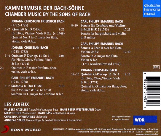 Les Adieux: Chamber music by the sons of Bach [CD]