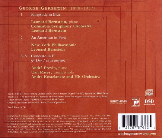 Bernstein: Gershwin: Rhapsody in Blue; An American in Paris; Concerto F (Great Performances) [CD]