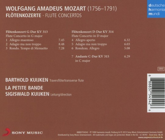Barthold Kuijken: Mozart: Flute Concertos [CD]