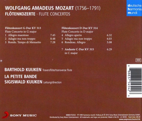 Barthold Kuijken: Mozart: Flute Concertos [CD]