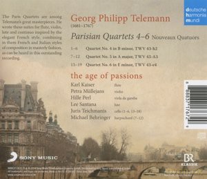 The Age of Passions: Telemann: Pariser Quartette 4-6 [CD]