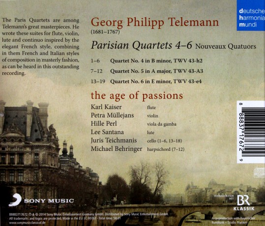 The Age of Passions: Telemann: Pariser Quartette 4-6 [CD]