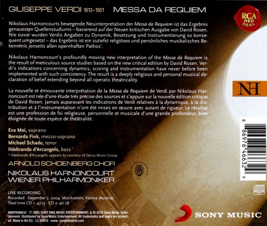 Nikolaus Harnoncourt: Verdi: Requiem [2CD]