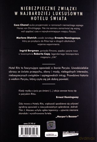 Hotel Ritz. Życie, śmierć i zdrada w Paryżu - Tilar J. Mazzeo [KSIĄŻKA]