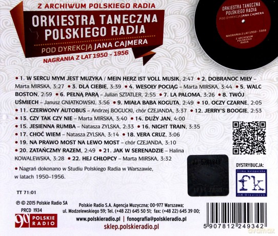 Orkiestra Taneczna Polskiego Radia pod dyrekcją Jana Cajmera: Nagrania z lat 1950-1956 (Z Archiwum Polskiego Radia) [CD]