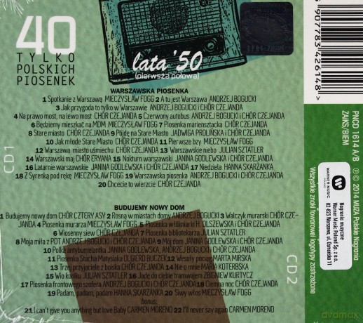 40 Tylko Polskich Piosenek - Lata 50-te (Pierwsza Połowa) [2CD]