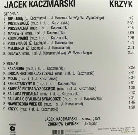Jacek Kaczmarski, Zbigniew Łapiński: Krzyk [Winyl]