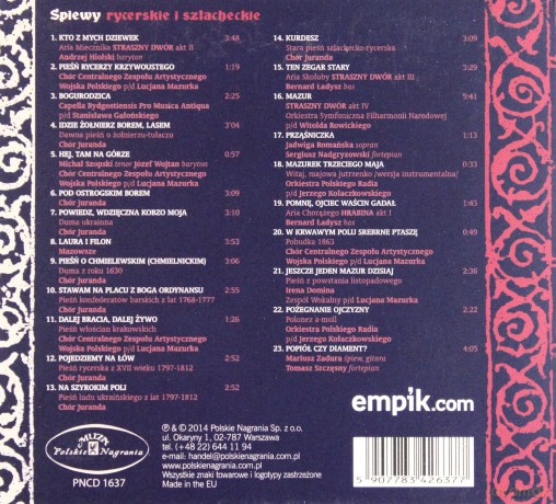 Śpiewy Rycerskie I Szlacheckie [CD]