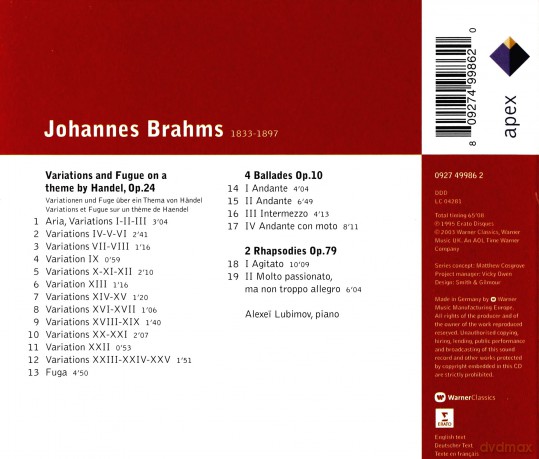 Alexei Lubimov: Brahms: Haendel Variationen/Balla [CD]