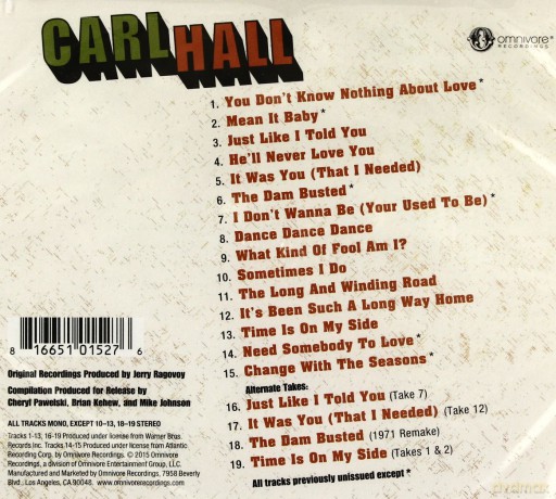 Carl Hall: You Don't Know Nothing About Love (The Loma Atlantic Recordings 1967-1972) [CD]
