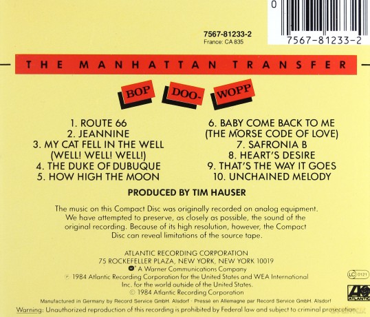 Manhattan Transfer: Bop Doo Wop [CD]