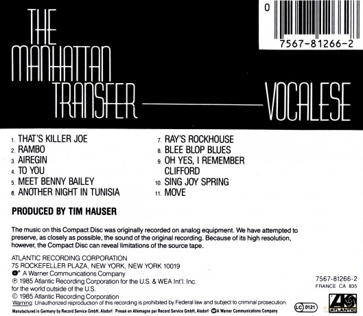 Manhattan Transfer: Vocalies [CD]