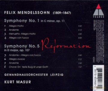 Kurt Masur/Gol: Mendelssohn: Sym.No.1&5 [CD]