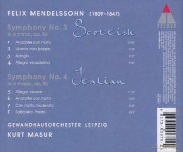 Kurt Masur/Gol: Mendelssohn: Sym.No.3&4 [CD]