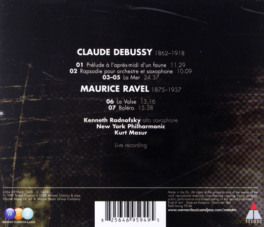 Kurt Masur/Ne York Philharmonic/Radnofsky: Ravel: La Valse, Bolero; Debussy: Orchestral Works [CD]