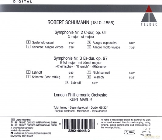 Kurt Masur/Lpo: Schumann,R.: Sym.Nr.2&3 [CD]