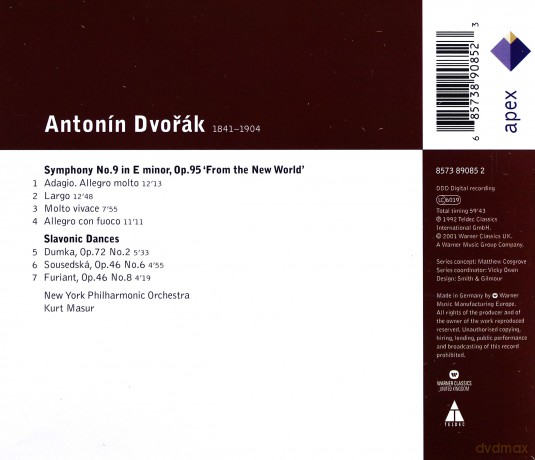 Kurt Masur/New York Philharmonic Orchestra: Dvorak: Symphony No.9 From The New World [CD]