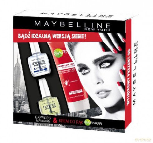 Maybelline: Zestaw Express Manicure (baza wzmacniająca + Top Coat utwardzający + krem do rąk regenerujący)