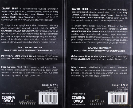 Dziewczyna, która igrała z ogniem 1+2 (Millennium tom 2) - Stieg Larsson [2xKSIĄŻKA]