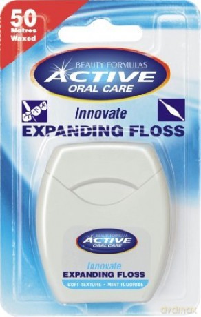 Beauty Formulas: Active Oral Care - Nić dentystyczna pęczniejąca miętowa z fluorem