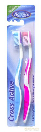 Beauty Formulas: Active Oral Care - Szczoteczka (Cross Active) (1opakowanie 2 sztuki)