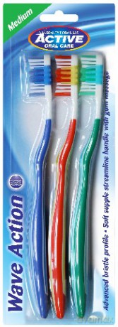 Beauty Formulas: Active Oral Care - Szczoteczka Wave Action średnia (1 opakowanie 3 sztuki)