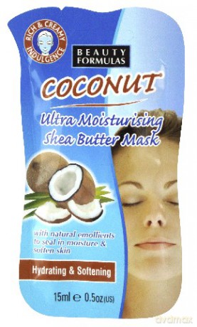 Beauty Formulas: Skin Care - Kokosowa nawilżająca maseczka do twarzy z masłem Shea 15 ml