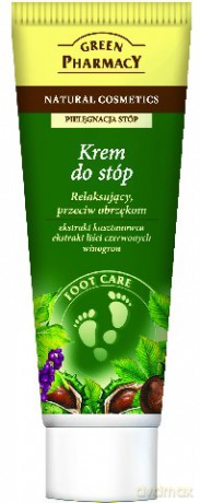 Green Pharmacy: Krem do stóp relaksujący przeciw obrzękom - Kasztanowiec, Liście czerwonych winogron