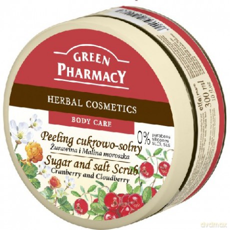 Green Pharmacy: Peeling cukrowo solny - Żurawina i Malina Moroszka do ciała 300 ml