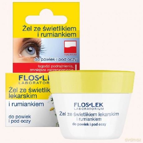 Floslek Pielęgnacja oczu Żel ze świetlikiem i rumiankiem do powiek (słoik)