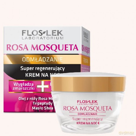 Floslek Rosa Mosqueta: Super Regenerujący Krem na noc 50+