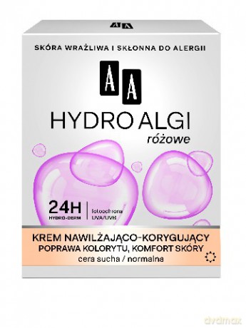 AA Hydro Algi Różowe: Krem nawilżająco-korygujący na dzień - cera normalna i sucha 50 ml