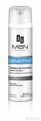 AA Men Sensitive: Pianka do golenia (nawilżająca) 250 ml