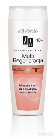 AA Technologia Wieku 40+Multi Regeneracja - Mleczko 3w1 do demakijażu oczu i twarzy 200 ml