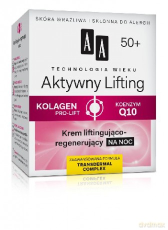 AA Technologia Wieku 50+ Aktywny Lifting - Krem liftingująco-regenerujący na noc 50 ml