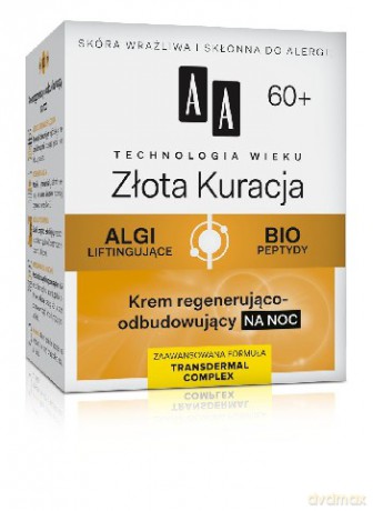 AA Technologia Wieku 60+ Złota Kuracja - Krem regenerująco-odbudowujący na noc 50 ml