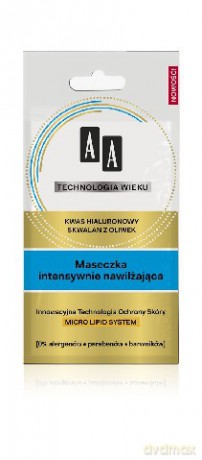 AA Technologia Wieku: Maseczka intensywnie nawilżająca z kwasem hialuronowym i skwalanem z oliwek 10 ml