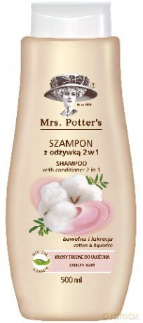 Mrs Potters: Szampon do włosów - Bawełna i Lukrecja 2w1, 500 ml