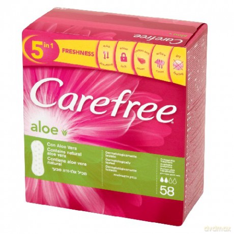 Carefree Aloe: Wkładki higieniczne z wyciągiem z aloesu (58 sztuk)