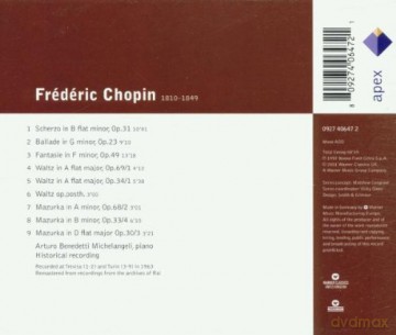 Michelangeli/Benedetti: Chopin: Scherzo Op.31,Ballata Op. [CD]