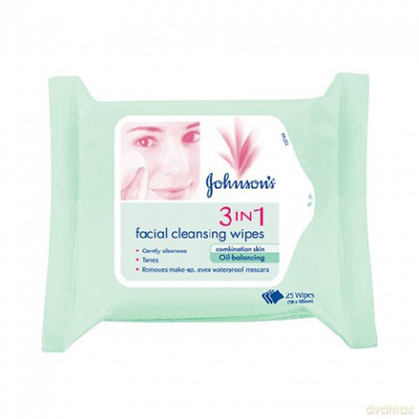 Johnson&Johnson: Oczyszczanie twarzy - Chusteczki 3w1 do oczyszczania twarzy do skóry mieszanej (25 sztuk)